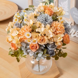 Hoa Giả Trang Trí Nhà Cửa Lụa Cao Cấp Decor Phòng Khách Đẹp Hồng Cúc Họa Mi Nhân Tạo Bó Để Bàn Làm Việc Đám Cưới Đạo Cụ Chụp Ảnh Vintage Sang Trọng Phụ Kiện Nội Thất DIY Quà Tặng Cô Dâu Sắp Xếp Bình Mới