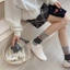 Phiên Bản Hàn Quốc Thu Đông Dễ Thương Thêu Chó Con Hoạt Hình Thêu Sọc Giữa Bê Tất Nữ