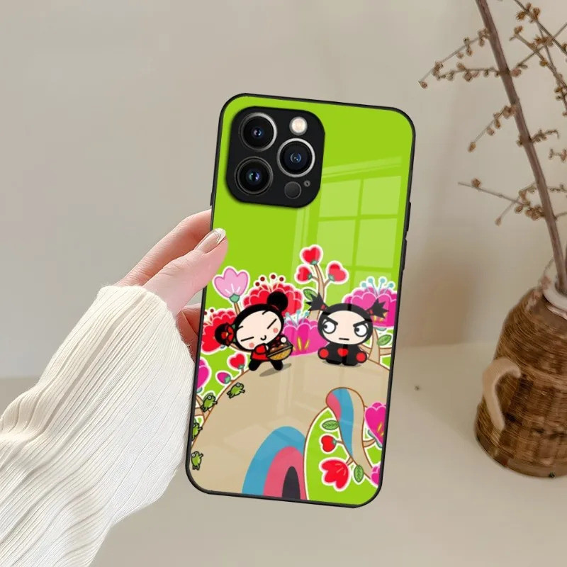 BL-1 Thời Trang Hoạt Hình Dễ Thương Pucca Ốp Điện Thoại Kính Cường Lực Cho IPhone 17, 13 12 XSPlus Mini X XR 8 7 6s SE2020 Cover 0809