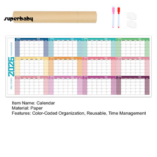 (Superbaby) 2026 Planner Giải pháp lập kế hoạch quanh năm Lịch 2026 Công cụ lập kế hoạch bảng trắng để làm việc tại nhà Công cụ lập kế hoạch quanh năm Nhãn dán tường lớn cho người mua Đông Nam Á