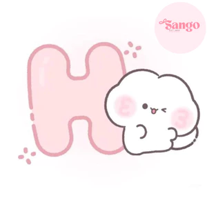 Móc Khóa Bông Béo Mặt Hồng Chữ Cái Dễ Thương - Sango