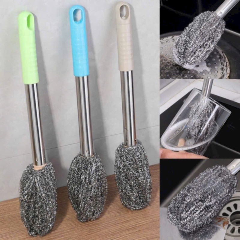 Chổi Cọ Xoong Nồi Inox 304 TDG Đa Năng Vệ Sinh Nhà Tắm Bồn Rửa Cán Dài Thoải Mái
