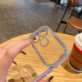 Phim bảo vệ ống kính kim cương 2 trong 1 Khung màu kẹo Vỏ điện thoại Acrylic trong suốt cho iPhone 17Promax 17Pro 16Promax 13 14 15 Pro Max Vỏ điện thoại chống sốc cho nữ