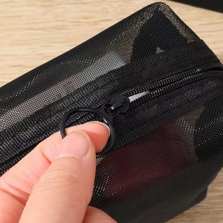 1 / 3 Túi đựng mỹ phẩm lưới màu đen trong suốt S / M / L - Túi đựng đồ vệ sinh du lịch di động