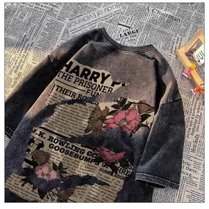 Mỹ Vintage Nam&Nữ in áo thun ngắn tay với mẫu màu đen thoải mái giản dị thời trang