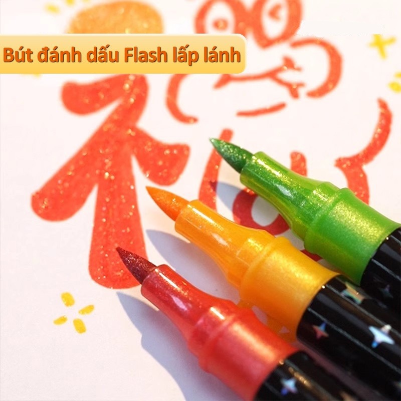 Bút dạ màu acrylic marker ngòi mềm 48/60 bộ, hộp đựng gọn gàng cho học sinh mỹ thuật vẽ tranh với màu sắc tươi sáng