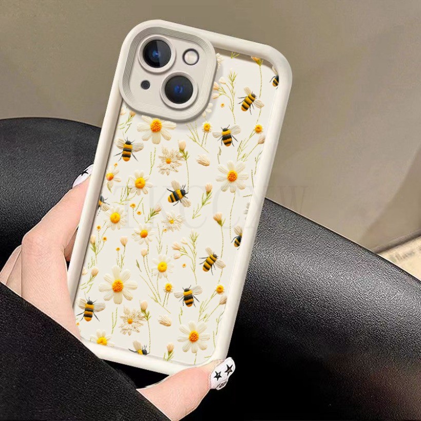 Tương thích với Samsung A15 A21S A22 A23 A24 A25 A31 A32 A33 A34 Vỏ mềm silicon hình hoa cúc nhỏ màu vàng