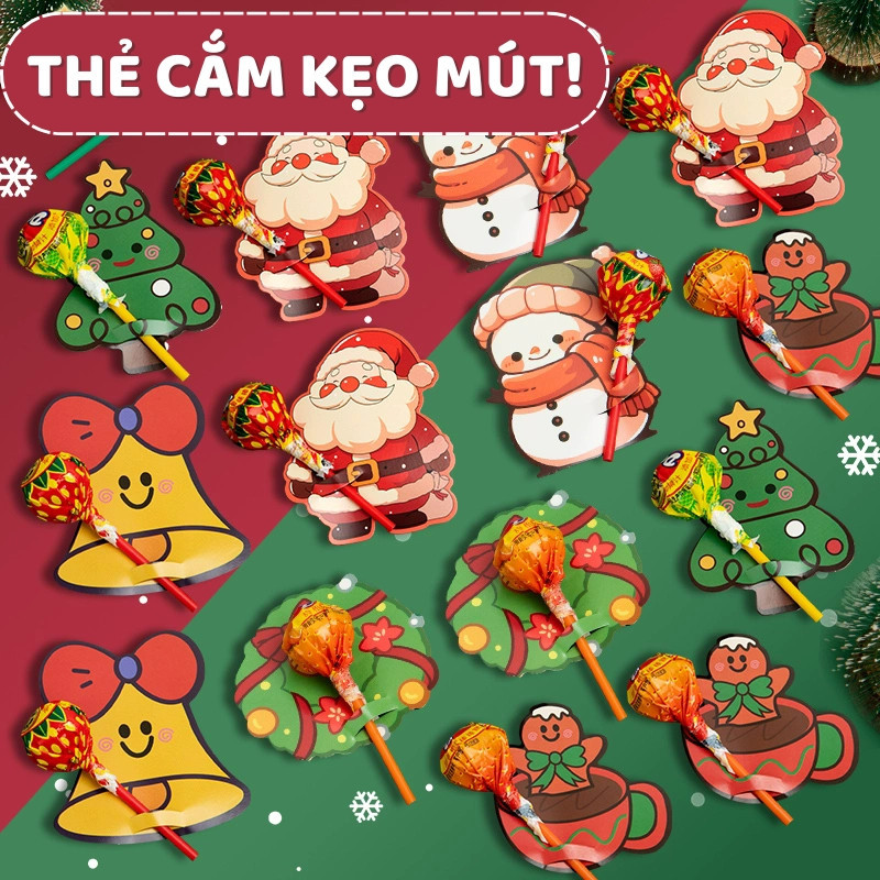 Thẻ Cài Kẹo Mút Giáng Sinh Cho Bé – Combo Đồ Trang Trí Noel Ngày Lễ Siêu Xinh Làm Quà Tặng Cho Bé
