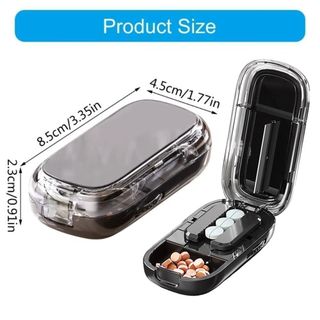 WEAVELYF Half Pill Cutter, Divider Organizer Hộp lưu trữ có thể điều chỉnh, Bộ chia máy tính bảng chống bụi thiết kế 2 trong 1 di động cho thuốc nhỏ hoặc lớn