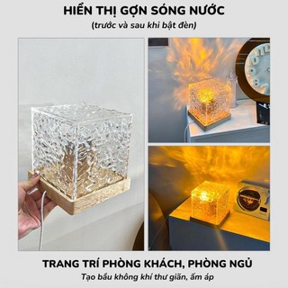 SUBOGDG Đèn ngủ đèn bàn trang trí nghệ thuật sáng tạo có đèn chiếu sóng nước, decor phòng đèn ngủ chill