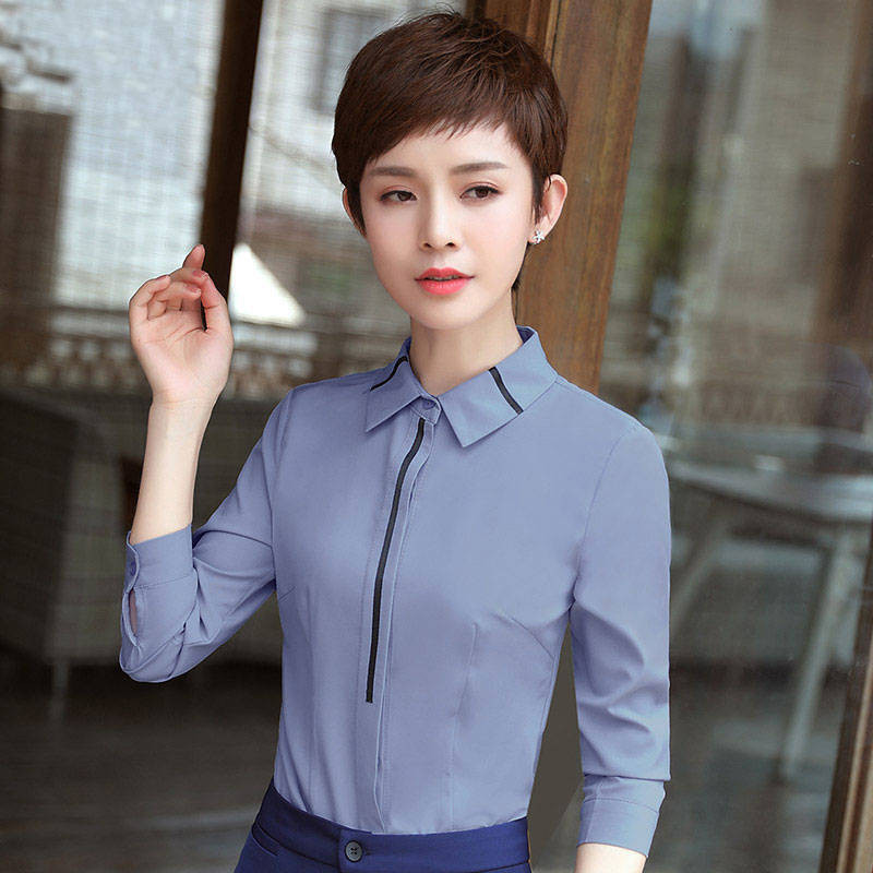 S-5XL Áo Sơ Mi Trắng Cổ Thời Trang Nữ Tay Dài Công Sở Áo Sơ Mi