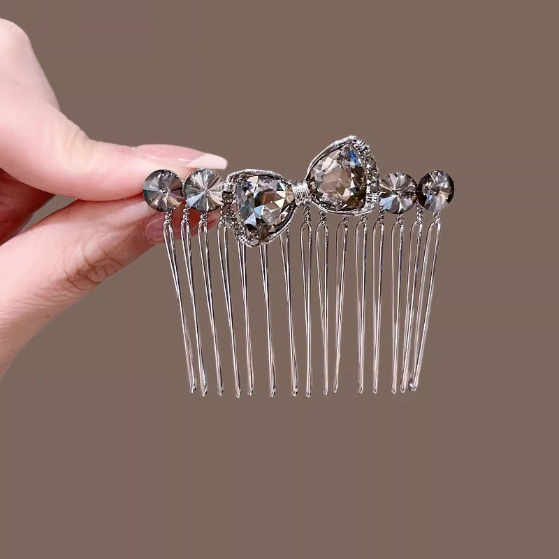 Kẹp tóc pha lê mặt trên xuống lược, phong cách Hàn Quốc dành cho trán và tóc phía sau