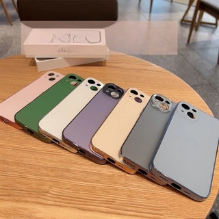 Ốp điện thoại di động bằng kính mờ mạ điện cho IPhone 16 15 14 11 13 12 Pro Max Plus Vỏ ống kính PC IP14Plus Vỏ bảo vệ da sang trọng 16plus 16 pro max