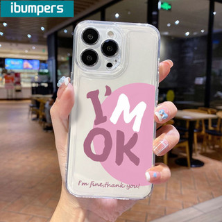 Ốp Điện Thoại Ibumipers Phong Cách Tươi "Tôi OK" Vỏ Chống Sốc Mềm Trong Suốt Tối Giản Cho iPhone 11 12 13 14 15 16 Pro Max IP 7 8 Plus Iphon X XS XR Xs max