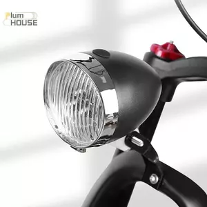 PlumHOUSE Đèn Pha Retro Cổ Điển ABS 3 Đèn LED Xe Đạp Đi Đêm Cảnh Báo An Toàn Đèn Trước Không Pin VN