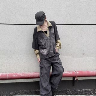 Áo sơ mi polo cổ điển bỏ túi, cổ kẻ sọc, phù hợp nam và nữ