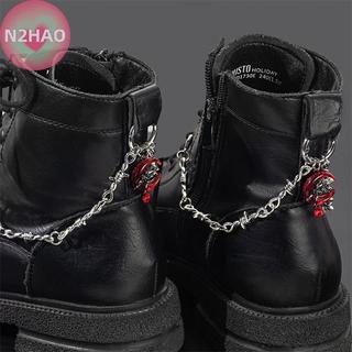 N2HAO 1 Retro Gothic Punk Có Thể Tháo Rời Đôi Gai Giày Trang Trí Dây Xích Dễ Dàng Tháo Rời Khóa Cơ Chế DIY Phụ Kiện Thời Trang n