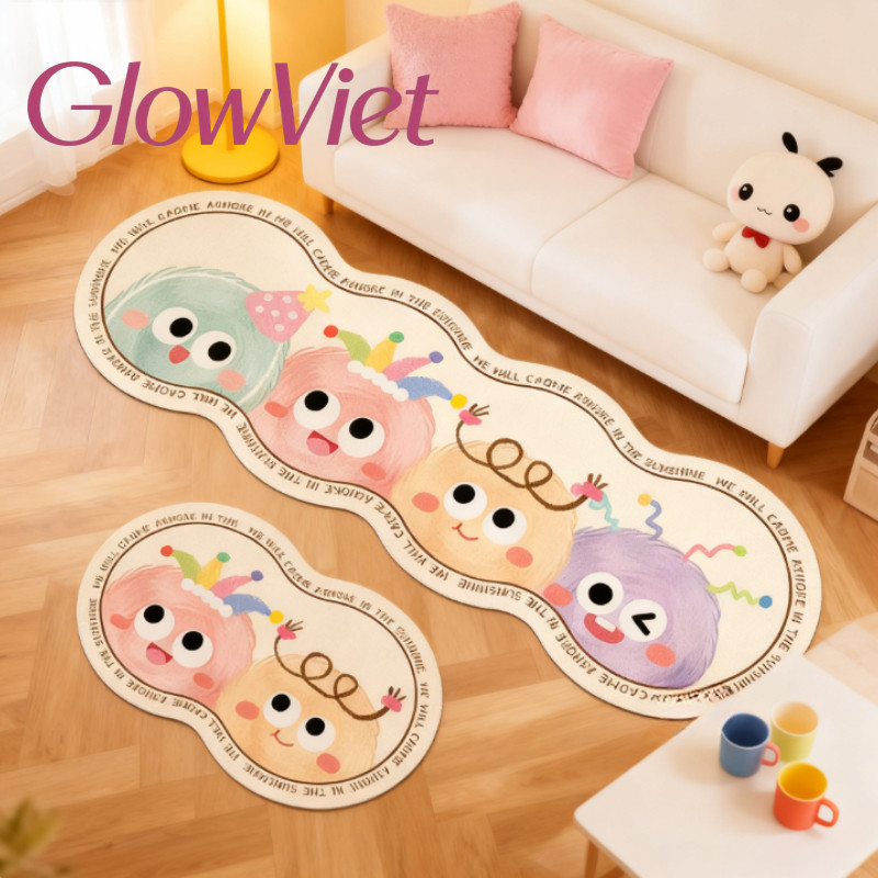 Bộ 2 Thảm Bếp Tảo Cát - Họa tiết hoạt hình dễ thương, thấm hút tốt, chống trượt hiệu quả và an toàn