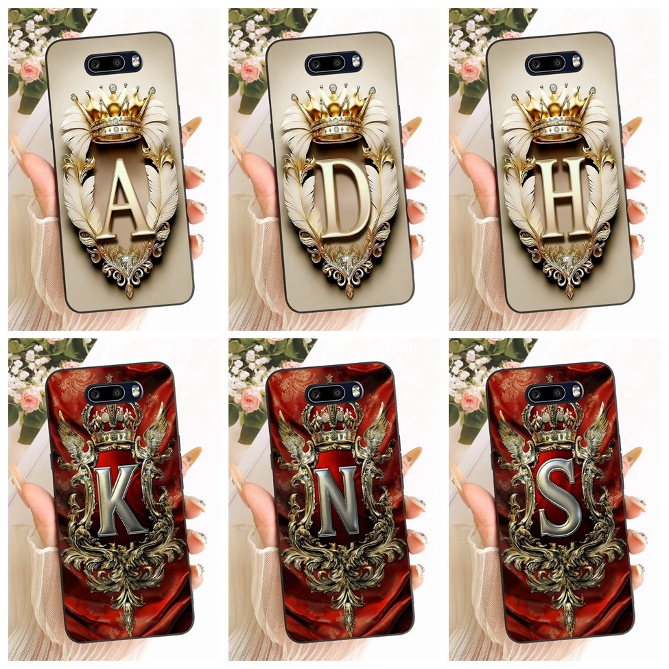 Ốp điện thoại mềm họa tiết phẳng LG V50S Thinq sang trọng Crown A-Z Letters 2D LM-V510N