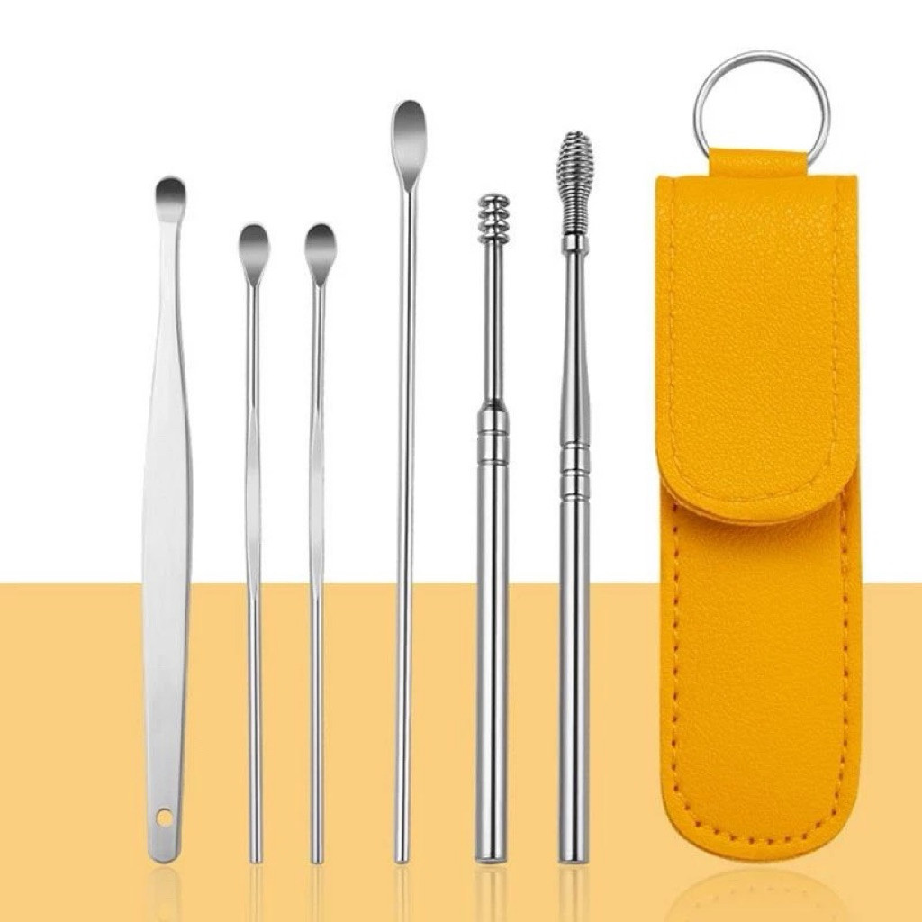 Bộ Dụng Cụ Lấy Ráy Tay Làm Sạch Ráy Tai 6 Món Kèm Túi Đựng Tiện Dụng.