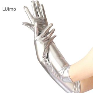 LUImo Nữ Sáng Bóng Găng Tay Dài Da Ướt Nhìn Cao Su Trang Phục Tiệc SBS