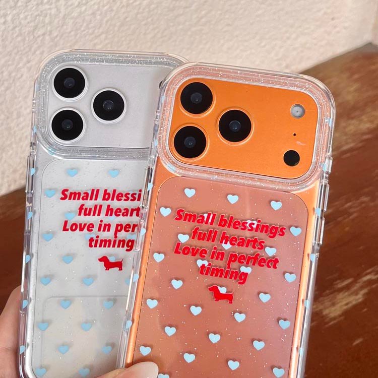 Vỏ cứng trong suốt Tương thích với iPhone 13 14 14Pro 14ProMax 15 15Pro 15ProMax 16 16Pro 16ProMax 17 17Pro 17ProMax Ốp họa tiết chó xúc xích tình yêu