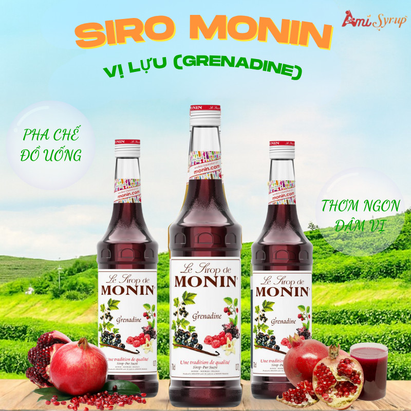 Siro Monin Lựu Grenadine 70cl, Nguyên Liệu Pha Chế Chuyên Nghiệp, Syrup Lựu Grenadine Nhập Khẩu Pháp