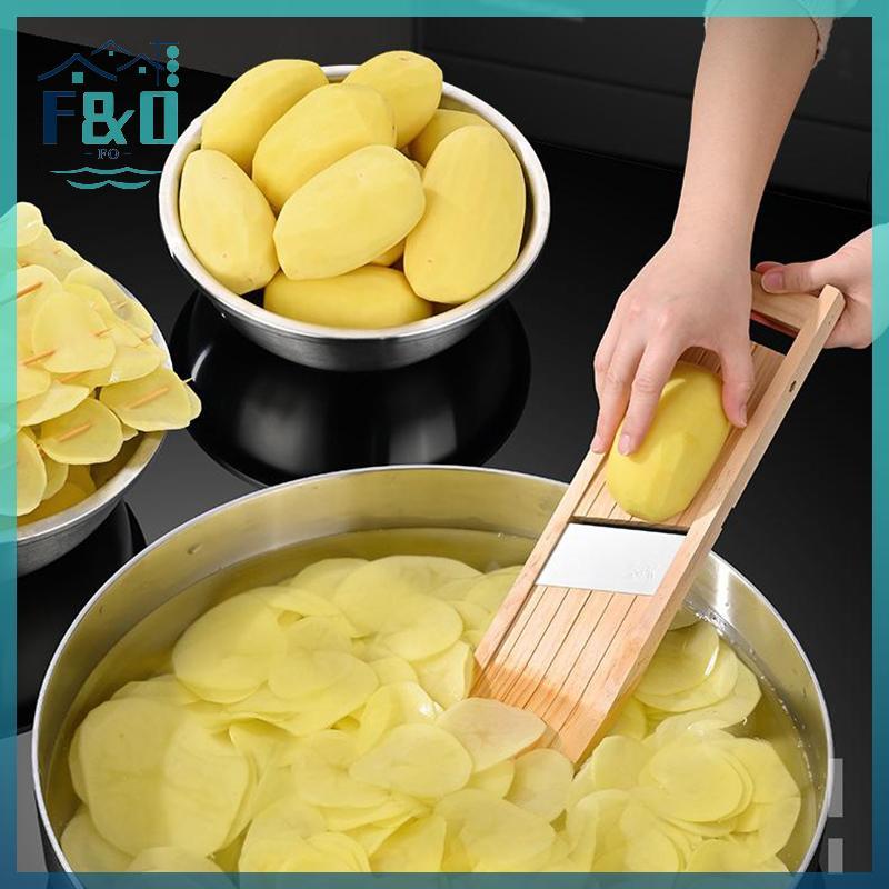 [F & O] Dụng cụ cắt rau củ bằng gỗ đa năng có lưỡi thép Máy thái lát khoai tây Dụng cụ gọt vỏ phô mai cà rốt Dụng cụ phụ kiện nhà bếp {vn}