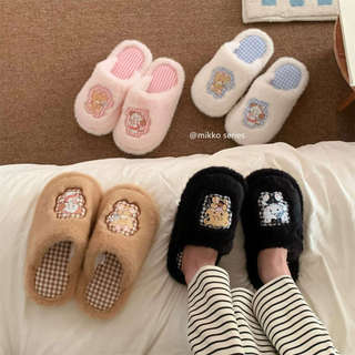 XIXITIAO Dép bông nữ mùa đông giữ ấm, thoải mái, hợp tác với Mikko, đáng yêu với họa tiết mèo và chó
