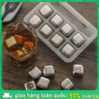Bộ 8 viên đá vĩnh cửu, tặng kẹp tinh tế! Bề mặt đánh bóng inox 304, làm lạnh nhanh gấp 3 lần.