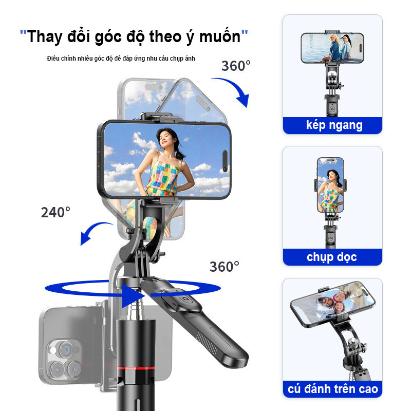 Gậy Selfie 3 Chân 1m7 - Bluetooth Từ Xa, Xoay 360° Linh Hoạt, Thiết Kế Gấp Gọn & Chống Trượt