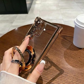Ốp Bảo Vệ Từ Tính Mạ Điện Trong Suốt Bốn Góc Chống Rơi Cho Samsung Galaxy S25 S24 S23 S22 Ultra Plus