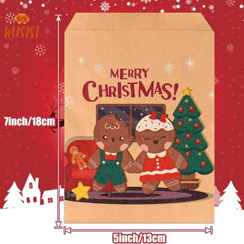 [WUSISI] 20 Chiếc Túi Quà Giáng Sinh Vui Vẻ Ông Già Noel Giấy Kraft Túi Kẹo Quà Giáng Đảng Ủng Hộ 2025 Giáng Sinh DIY Lịch Mùa Vọng MỚI