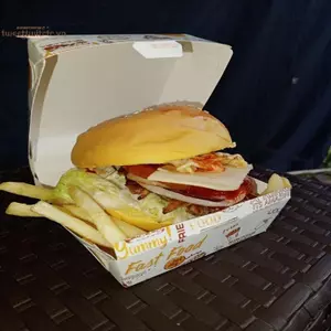 TRTR 50 / 100 Cái Dày Và Chống Mỡ Burger Bao Bì Hộp Burger Dùng Một Lần Cấp Thực Phẩm Thức Ăn Nhanh Hộp Mang Ra VN