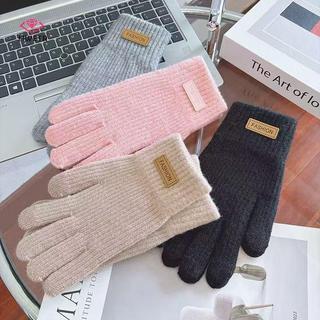 Găng tay cashmere dệt kim dành cho nữ, lót lông cừu dày ấm áp, phù hợp với thời tiết lạnh và phong cách Hàn Quốc