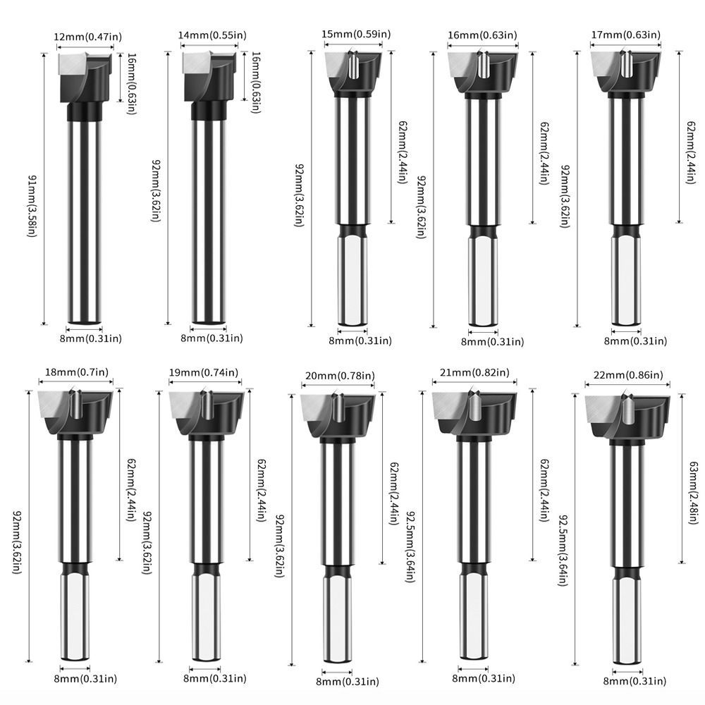 ICUCKO Bản lề Mũi khoan, Mũi khoan cacbua vonfram 12-22mm, Dụng cụ chế biến gỗ ba chân hợp kim