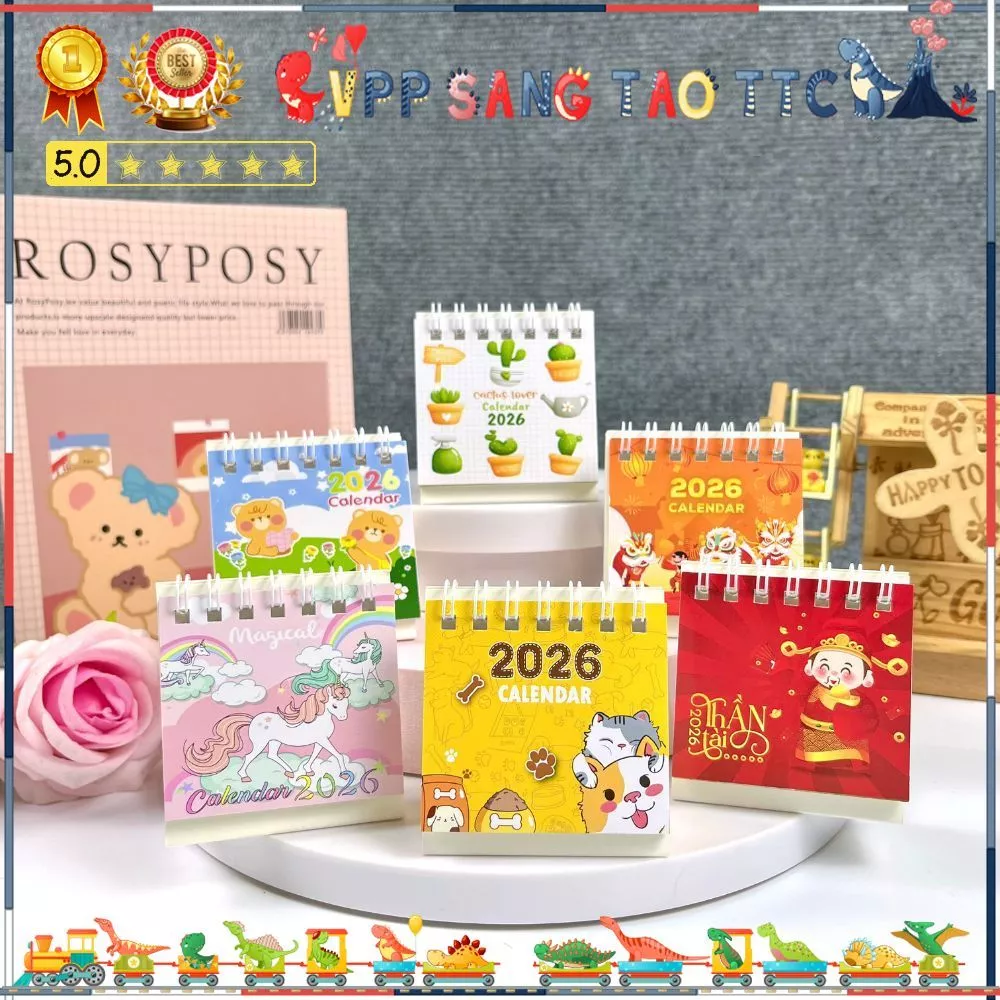Lịch 2026 Để Bàn Mini 6.5x7 Cm, Có Ngày Âm Lịch Và Ghi Chú Các Ngày Lễ, Thiết Kế Nhỏ Gọn, In Độc Quy