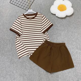 Set áo quần bigsize nữ 2 món gồm áo thun form rộng cổ tròn tay ngắn phối quần đùi lưng chun co giãn- A308+Q500