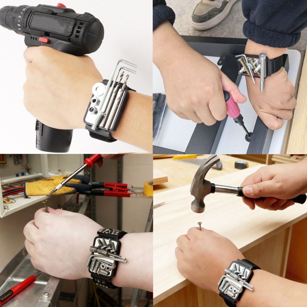 Dây đeo cổ tay dụng cụ từ tính AWNGD, Giá đỡ vít từ tính mạnh mẽ mới được nâng cấp, Đai dụng cụ di động đa chức năng Thợ mộc điện