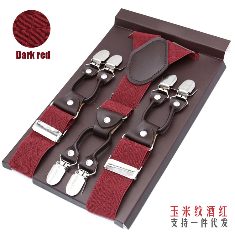 Suspenders đóng hộp loại sáu kẹp, dây rộng, phù hợp với quần dày