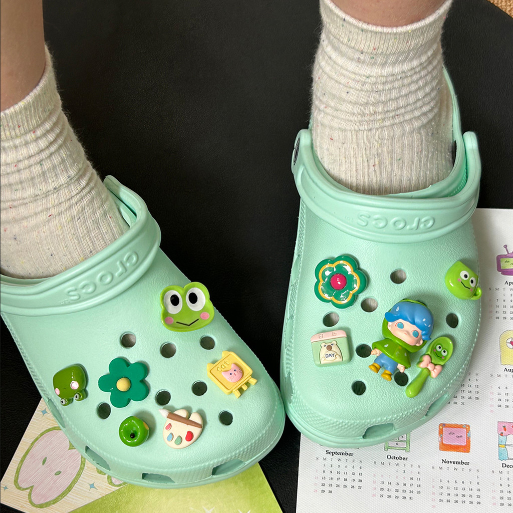 Phụ kiện lỗ Pop Mart Dimoo Người làm vườn ếch dễ thương, hoa thích ứng cá sấu, tháo rời cao cấp