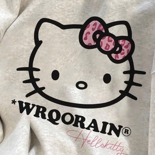 Áo sweater hello kitty dành cho nữ cổ tròn in chữ WRQORAIN