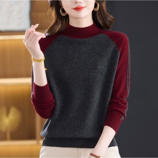 Áo len nửa cổ rùa Áo len nữ dài tay có khóa màu Lo