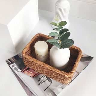 Tự Nhiên Phong Cách Mục Vụ Handmade Mây Để Bàn Bàn Cà Phê Giỏ Chứa Đồ Thích Hợp Cho Gia Đình Phòng Khách Phòng Ăn Nhà Bếp Đồ Chơi Trái Cây Đồ Ăn Nhẹ Đồ lặt vặt Bảo Quản