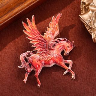 NCE Huy hiệu cung hoàng đạo động vật, trâm cài tóc hình Pegasus retro với màu đỏ/xanh/hồng - quà tặng độc đáo