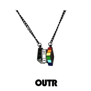 Vòng cổ tráng men cầu vồng Heart Rubik's Cube, thời trang cho áo len và xương đòn