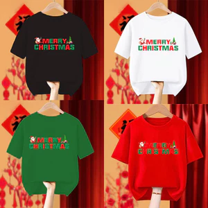Quyến Rũ Trẻ Em Giáng Sinh Vui Vẻ Áo Thun Lễ Hội Ông Già Noel Và Cây In Hình Tay Ngắn Ngày Lễ Quà Tặng