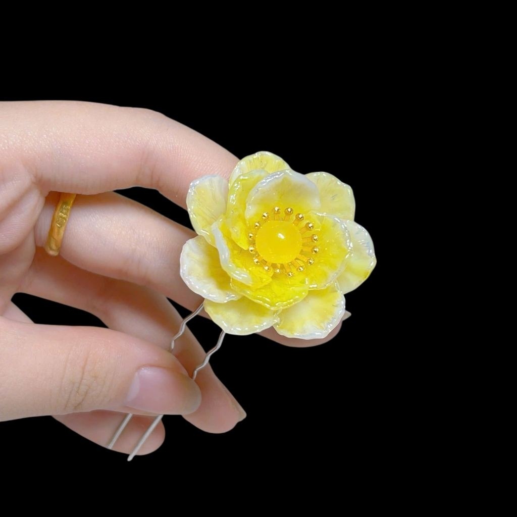 Trâm chữ U gắn hoa dùng để cài tóc, phụ kiện cài tóc, Đạo cụ phụ kiện biểu diễn Nguyễn Nhật