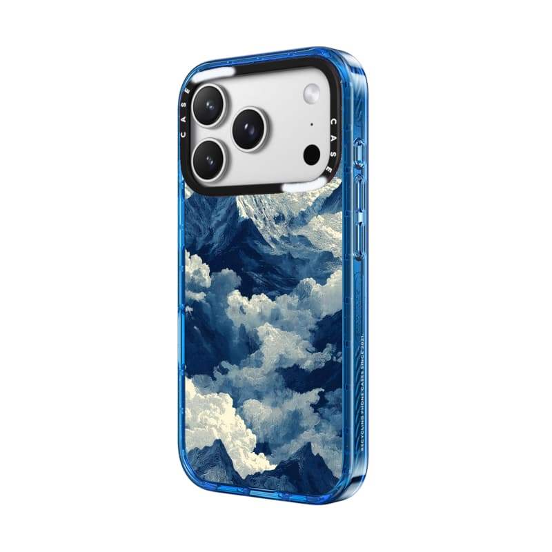 CASECASE X Minh Họa Bầu Trời Núi Tuyết Màu Xanh Trong Suốt Cứng Hút Từ Tính Tác Động Dành Cho Apple IPhone 12 13 14 15 16 17 Pro Max Air Plus Có Hộp
