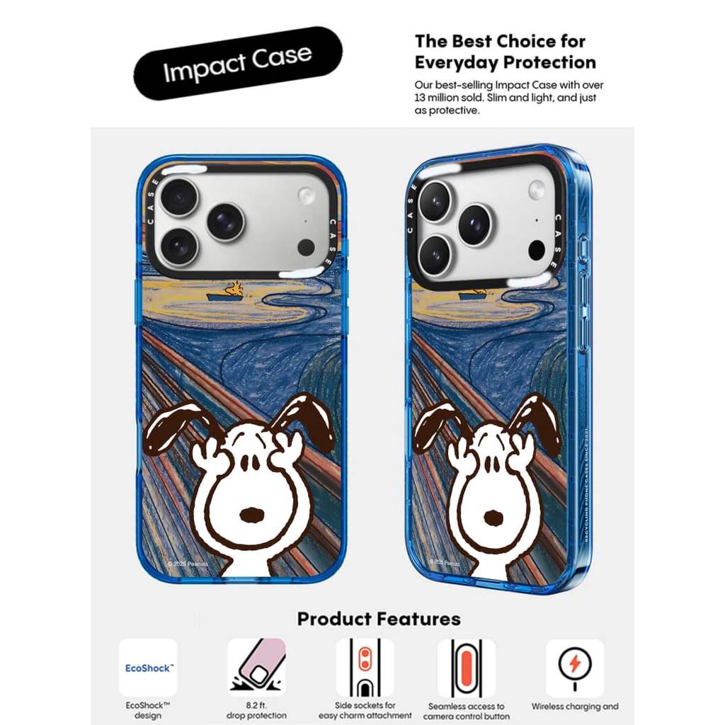 CASECASE X Tranh sơn dầu Snoopy Sky Màu xanh trong suốt Cứng hút từ tính Tác động cho Apple IPhone 12 13 14 15 16 17 Pro Max Air Plus có hộp